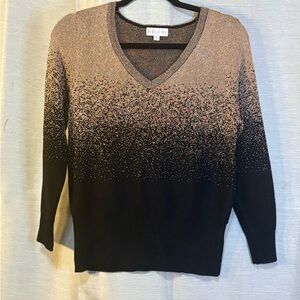 Sweater Ombré Glitz Glam BIRCH NY Pullover V-Neck Long Sleeve Sz S